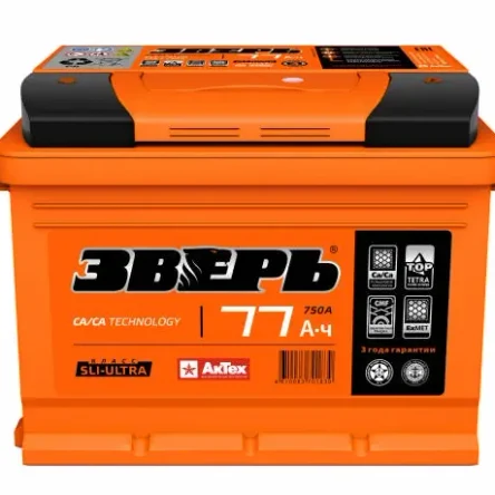 Аккумулятор ЗВЕРЬ ZVK 77-3-L 77Ач 750А