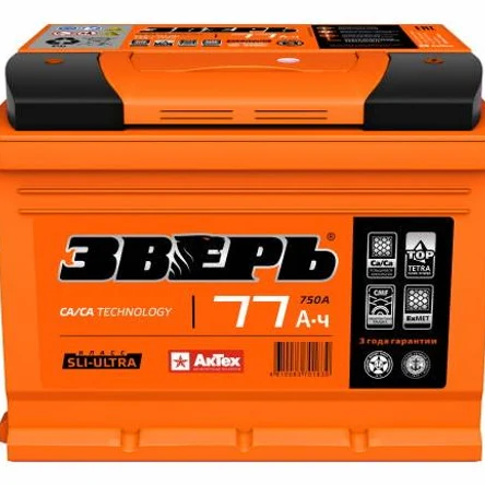 Аккумулятор ЗВЕРЬ ZVK 77-3-R 77Ач 750А