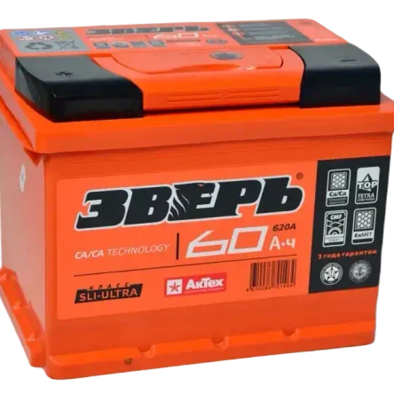 Аккумулятор ЗВЕРЬ ZVK 60-3-L 60Ач 620А
